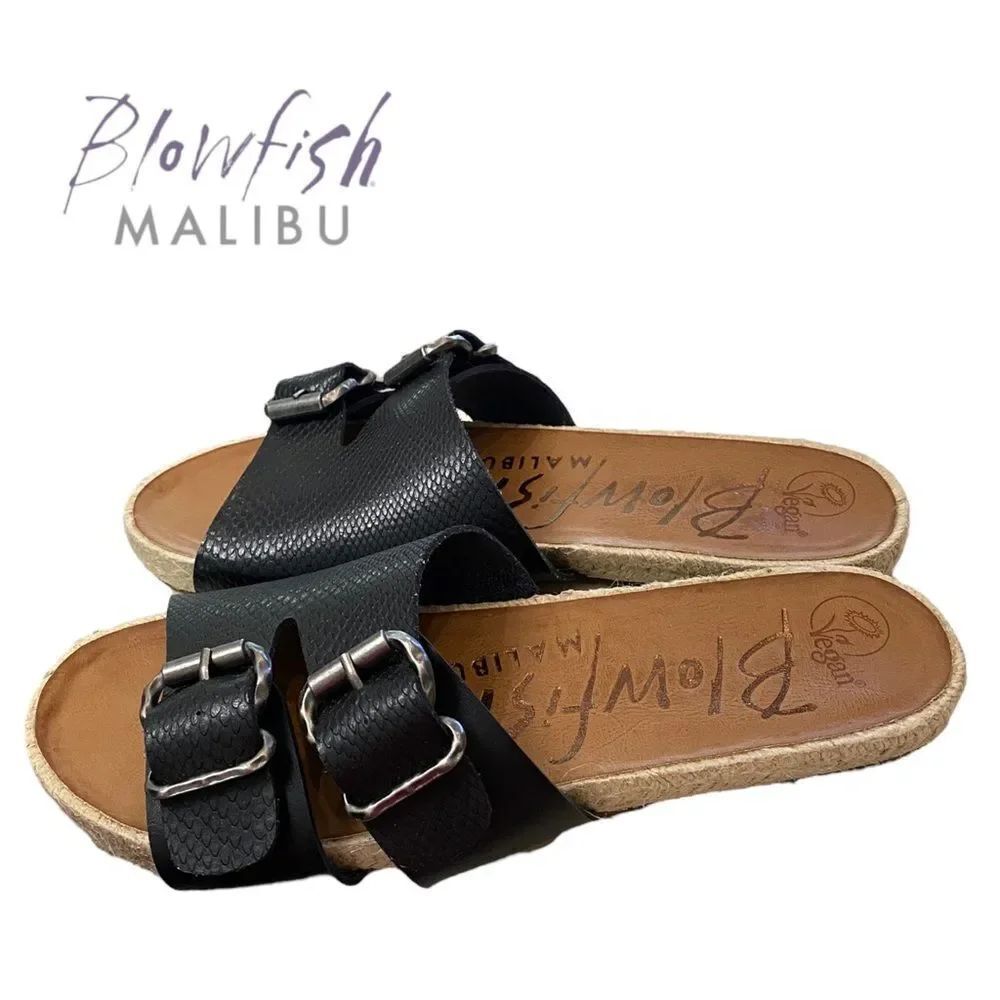 BLOWFISH MALIBU Gennah Rope Black Slide Espadrille Sandals NEW 7